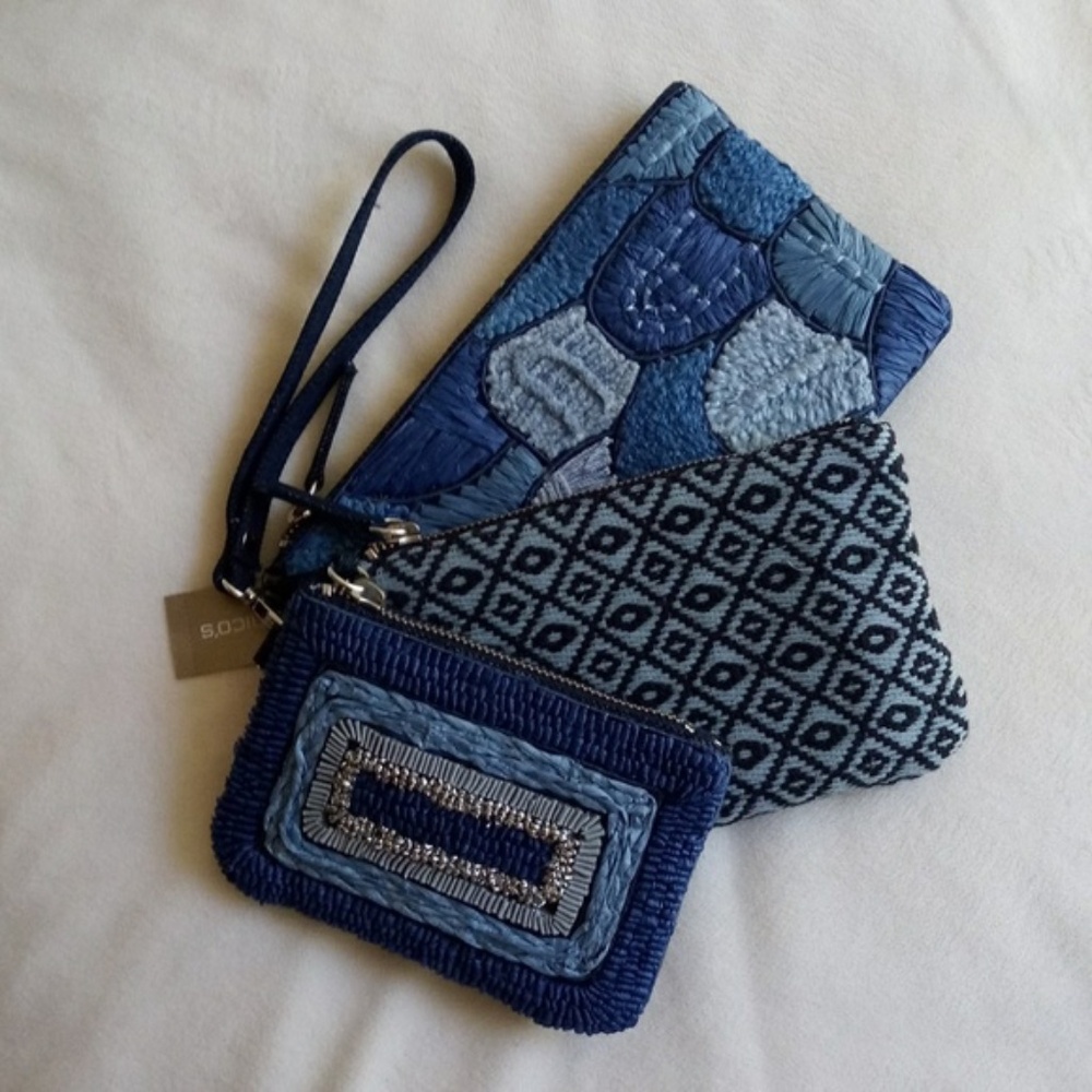Chico's Blue Clutch and Wristlet Set
